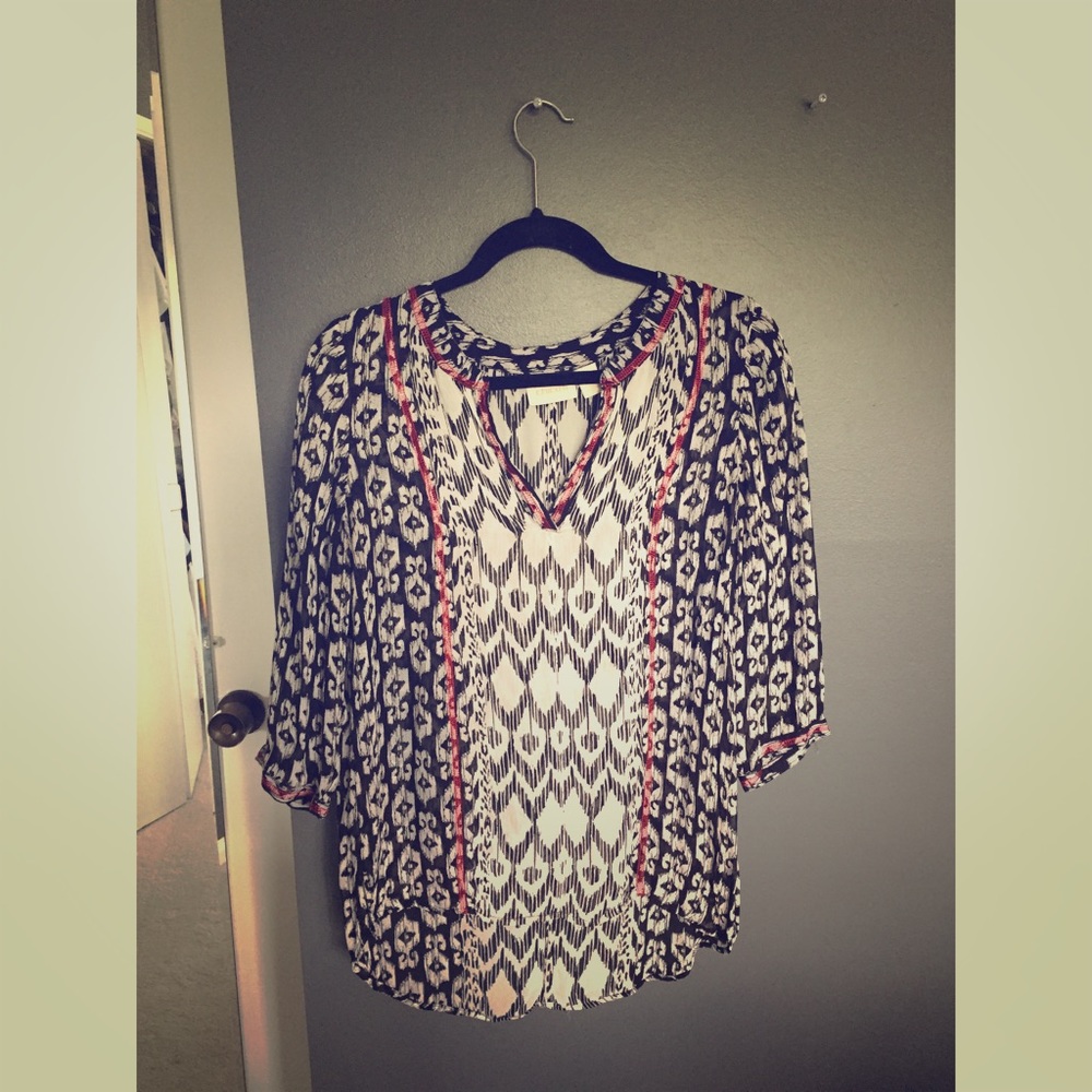Black and red chiffon blouse
